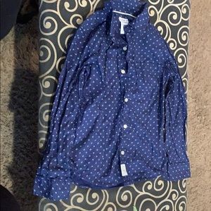 Navy Patterned Button Down Shirt